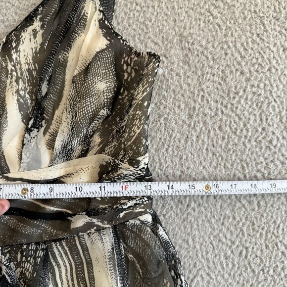 Tara Jarmon Silk Dress Ruffle Gathered Cream Black Designer - Picture 3 of 10